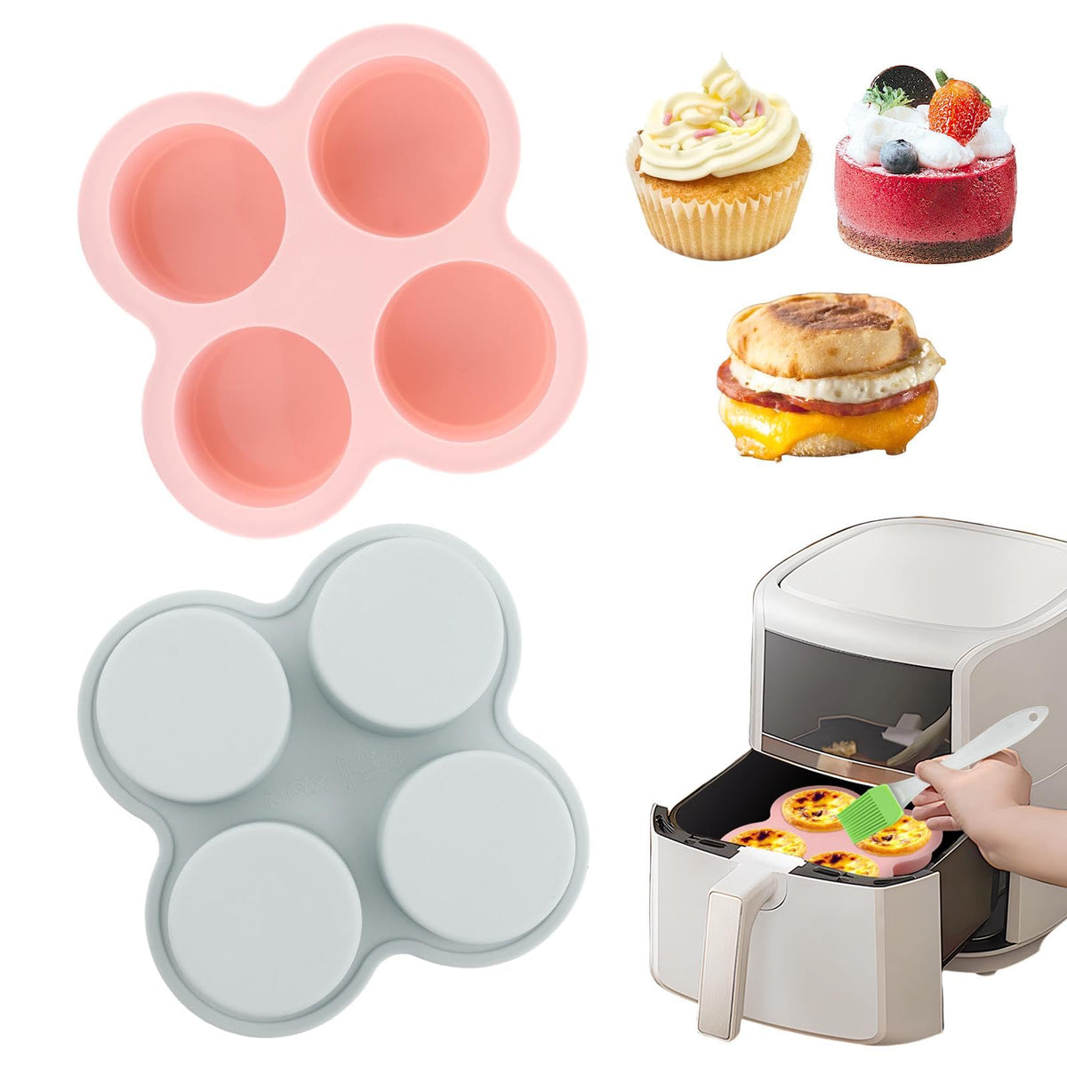 Air Fryer Silicone Egg Mold Round 4 PCS